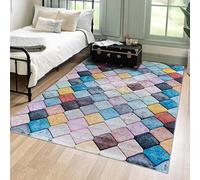 Mazovia Tapis de Sol Moderne - Lavable Tapis Imprimé à Poils Courts - Géométrique Motif - Doux Moquette pour Chambre - Tapis Antidérapant Toscana - Tapis Salon Multicolore 120x170 cm