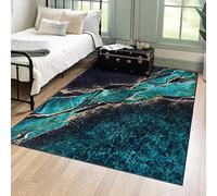 Mazovia Tapis de Sol Moderne - Lavable Tapis Imprimé à Poils Courts - Marbre Abstrait Motif - Doux Moquette pour Chambre - Tapis Antidérapant Toscana - Tapis Salon Vert 160x230 cm