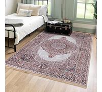 Mazovia Tapis de Sol Oriental Vintage - Lavable Tapis Imprimé à Poils Courts - Traditionnel Moquette pour Chambre - Tapis Antidérapant Victoria - Tapis Salon - Beige Crème 80x150 cm