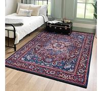 Mazovia Tapis de Sol Oriental Vintage - Lavable Tapis Imprimé à Poils Courts - Traditionnel Moquette pour Chambre - Tapis Antidérapant Victoria - Tapis Salon - Rouge Bleu 160x230 cm