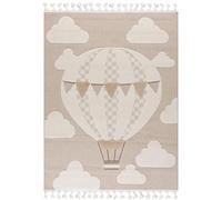 Mazovia Tapis Enfant 80x150cm Crème Ballon Facile d'entretien Synthétique | Tapis pour Chambre d'Enfant Filles/Garçons Beige Anti-Allergène Chauffage au Sol Adapté aux Animaux Résistant aux Détergents