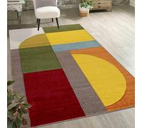 Mazovia Tapis Moderne Géométrique à Poils Courts - Coloré et Souple pour Salon, Chambre, Salle à Manger - Oeko-Tex Certifié - Motifs Multicolores 200 x 300 cm - Jaune