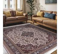 Mazovia Tapis Salon 140x200cm Marron Vintage Traditionnel Élégant Décoratif | Tapis pour Chambre Bureau Salle à Manger Entrée Antidérapant Lavable en Machine Chauffage au Sol Facile D'entretien