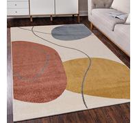 Mazovia Tapis Salon Moderne Géométrique Motif - Design Minimaliste - Douceur Moquette pour Salon - Oeko-TEX Tapis à Poils Courts - Beige Crème 160 x 230 cm