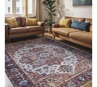 Mazovia Tapis Salon Traditionnel - Tapis Lavable Antidérapant - Moquette pour Chambre et Salon - Rug Motif Orientale Vintage - Convient pour Le Chauffage au Sol - Rouge Marron 140 x 200 cm