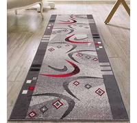 Mazovia Tapis - Tapis Couloir Long - Tapis Moderne Géométrique - Tapis Salon, Chambre, Cuisine et Couloirs - Certifié Oeko-TEX - Tapis de Couloir au Metre 90 cm Largeur - Gris 90x250 cm