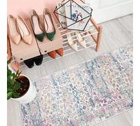 Mazovia Tapis - Tapis Couloir Long - Tapis Vintage Moderne - Tapis Salon, Chambre, Cuisine et Couloirs - Certifié Oeko-Tex - Tapis de Couloir au Metre - Multicolore Gris Bleu - 70 x 400 cm