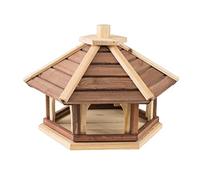 MAZUR International KL4-NP Mangeoire à oiseaux en bois résistant aux intempéries pour oiseaux sauvages, mangeoire pour oiseaux sauvages, mangeoire à oiseaux à poser pour le jardin, le balcon, Marron