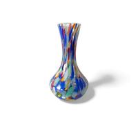 MAZZEGA ART & DESIGN - 1 Vase en Verre Arlequin Soufflé et Travaillé à la Main avec Murrine de Murano, ligne “Les Couleurs de Murano” Fabriqué en Italie h. 19 cm. (VASO G, 1)