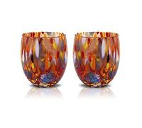 MAZZEGA ART & DESIGN - 2 Verres à Eau Goto, Soufflé et Fait Main avec Murrine de Murano Raffinée et Originale - Les Couleurs de Murano - Modèle Classique 320 ml. Fabriqué en Italie