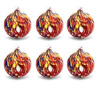 MAZZEGA ART & DESIGN - 6 boules de Noël classiques en verre soufflées et travaillées à la main avec Murrine di Murano, ligne « Les couleurs de Murano » Made in Italy (ROUGE, 6)