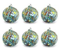 MAZZEGA ART & DESIGN 6 boules de Noël en verre « Les couleurs de Murano » Bleu
