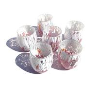 MAZZEGA ART & DESIGN 6 Verres à eau bicolores en verre soufflé et travaillé à la main avec des murrines Murano - Les couleurs de Murano - Bicolor 435 ml. Fabriqué en Italie. (Rose, 6)