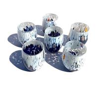 MAZZEGA ART & DESIGN 6 Verres à eau bicolores en verre soufflé et travaillé à la main avec des murrines Murano - Les couleurs de Murano - Bicolore 435 ml. Fabriqué en Italie. (Bleu, 6)