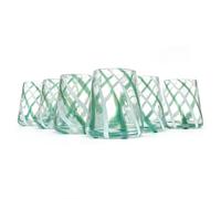 MAZZEGA ART & DESIGN - 6 verres à eau - Cône SPIRAL - en verre, soufflés et travaillés à la main avec verre de Murano, ligne « Couleurs de Murano » 350 ml. Fabriqué en Italie (6, Blanc-Vert)