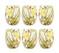 MAZZEGA ART & DESIGN - 6 Verres à eau en verre soufflé et travaillés à la main avec des murrines Murano raffinées et originales - Les couleurs de Murano - Modèle Colombina 435 ml. (Jaune, 6)