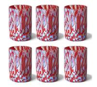 MAZZEGA ART & DESIGN - 6 verres en verre soufflé, fabriqués à la main avec grains colorés de Murano, verres colorés pour eau et boissons, 395 ml, hauteur 12 cm. Fabriqué en Italie (6, corail)