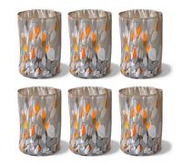 MAZZEGA ART & DESIGN - 6 verres en verre soufflé, fabriqués à la main avec grains colorés de Murano, verres colorés pour eau et boissons, 395 ml, hauteur 12 cm, fabriqués en Italie (6, gris)