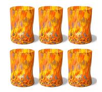 MAZZEGA ART & DESIGN - 6 verres en verre soufflé, travaillés à la main avec grains colorés de Murano, verres colorés pour eau et boissons, 395 ml, hauteur 12 cm. Fabriqué en Italie (6, jaune)