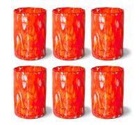 MAZZEGA ART & DESIGN - 6 verres en verre soufflé, travaillés à la main avec grains colorés de Murano, verres colorés pour eau et boissons, 395 ml, hauteur 12 cm. Fabriqué en Italie (6, orange)