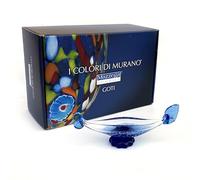 MAZZEGA ART & DESIGN, Gondole en verre de Murano, un chef-d'œuvre de sculpture créé par les meilleurs maîtres de Murano, un symbole d'élégance et de tradition. (BLU-CRISTALLO)