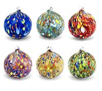 MAZZEGA ART & DESIGN Lot de 6 Boules de Noël en Verre soufflé « I Colori di Murano » - Décorations élégantes Faites à la Main pour Le Sapin de Noël (Mix)