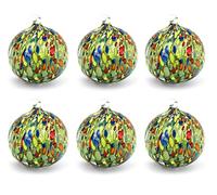 MAZZEGA ART & DESIGN Lot de 6 Boules de Noël en Verre soufflé « I Colori di Murano » - Décorations élégantes Faites à la Main pour Le Sapin de Noël (Vert)