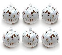 MAZZEGA ART & DESIGN Lot de 6 Boules de Noël en Verre soufflé « I Colori di Murano » - Décorations élégantes Faites à la Main pour Le Sapin de Noël (Blanc)