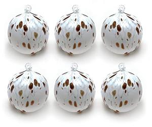MAZZEGA ART & DESIGN Lot de 6 Boules de Noël en Verre soufflé « I Colori di Murano » - Décorations élégantes Faites à la Main pour Le Sapin de Noël (Blanc)