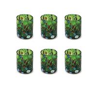 MAZZEGA ART & DESIGN Petits verres à shot pour Tequila et Liqueur en verre soufflé et travaillés à la main avec des murrines de Murano. Les couleurs de Murano. Modèle SHOT 70 ml (Vert, 6)