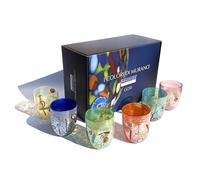 MAZZEGA ART & DESIGN - Verre en verre de Murano Giorgione, soufflé et travaillé à la main dans l'île de Murano. Ligne « Couleurs di Murano » 350 ml. Fabriqué en Italie (6, MIX)