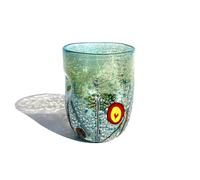 MAZZEGA ART & DESIGN - Verre en verre de Murano Giorgione, soufflé et travaillé à la main dans l'île de Murano. Ligne « Les couleurs de Murano » 350 ml. Fabriqué en Italie (AZZURRO) (1, BLEU)