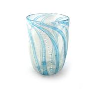 MAZZEGA ART & DESIGN - Verre en verre de Murano Giorgione, soufflé et travaillé à la main dans l'île de Murano. Ligne « Les couleurs de Murano » 350 ml. Fabriqué en Italie (AZZURRO) (1, BLEU)