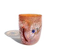 MAZZEGA ART & DESIGN - Verre en verre de Murano Giorgione, soufflé et travaillé à la main dans l'île de Murano. Ligne « Les couleurs de Murano » 350 ml. Fabriqué en Italie (AZZURRO) (1, ROUGE)