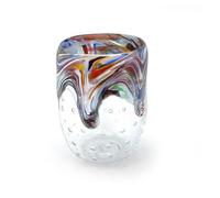MAZZEGA ART & DESIGN - Verre en verre de Murano LONGHI, soufflé et travaillé à la main dans l'île de Murano. Ligne « Les couleurs de Murano » 350 ml. Fabriqué en Italie (2, MIX)