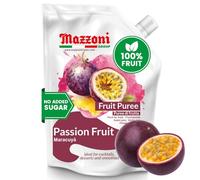 Mazzoni - Purée de jus de fruit de la passion, 100% Maracuya, Juste du fruit, sans sucre ajouté, 1 kg (960 g) Mélange de fruits naturel pour cocktails, smoothies, boissons, jus de fruits, sachet