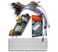 MB 102 Kit Électronique: Platine d'essai à 830 Points Breadboard + Adaptateur Secteur (3,3V/5V) + 65 Morceaux de câbles Compatible avec Arduino et Raspberry Pi incluant Un E-Book!