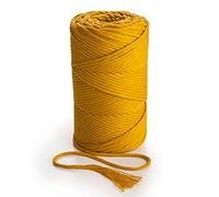 MB Cordas Cordon Macramé 3 mm 280 m Simple Brin - Corde en Coton Super Souple pour Macramé Attrape-rêves, Plume de Suspension Murale Boho et Tapisserie Murale (Moutarde)