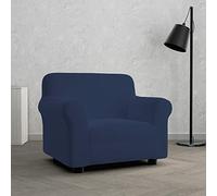 MB HOME BASIC Housse de canapé élastique Dahlia, Bleu foncé, 1 place