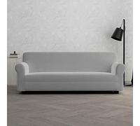 MB HOME BASIC Housse de canapé élastique Dahlia, Gris Clair, 3 places