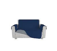 MB HOME BASIC Housse de canapé matelassé Trendy, Bleu foncé/Gris Clair, 2 Places