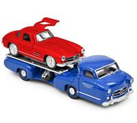 MB Mercedes Benz Renntransporter + MB 300 SL - 1955 - blue / red - Norev 1:64