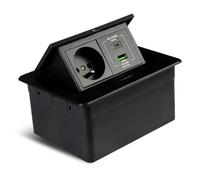 MB MINI II Prise encastrable avec USB C & A - Prise de table escamotable pour cuisine et bureau - Multiprise Schuko 1 compartiment avec câble de 1,8 m et prise - Design plat - Aluminium