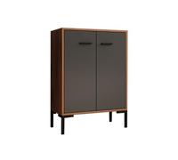 MB Muebles Bonitos, Buffet Bas Lander L15 pour Salon Moderne, Meuble de Rangement avec 2 Portes, Couleur Noyer et Gris, 60x84x30 cm