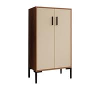 MB Muebles Bonitos, Buffet Bas Lander L17 pour Salon Moderne, Meuble de Rangement avec 2 Portes, Couleur Noyer et Beige, 60x110,5x30 cm