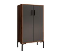 MB Muebles Bonitos, Buffet Bas Lander L17 pour Salon Moderne, Meuble de Rangement avec 2 Portes, Couleur Noyer et Gris, 60x110,5x30 cm