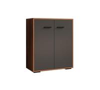 MB Muebles Bonitos, Buffet Bas Lander L2 pour Salon Moderne, Meuble de Rangement avec 2 Portes, Couleur Noyer et Gris, 60x71x30 cm