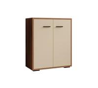 MB Muebles Bonitos, Buffet Bas Lander L2 pour Salon Moderne, Meuble de Rangement avec 2 Portes, Couleur Noyer et Beige, 60x71x30 cm