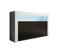 MB Muebles Bonitos Buffet Moderne pour Salon, Salle à Manger, Armoire Rialta, 155 x 91,5 x 37 cm, en mélamine Mate, Blanc et Noir