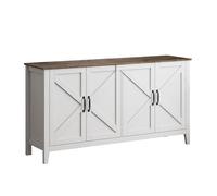 MB Muebles Bonitos, Buffet Rustique avec Portes croisées Style Grange Olivia pour Salon et Salle à Manger Moderne, Mélamine Mate, Couleur Blanc et Chêne Rustic, 140x80x40 cm